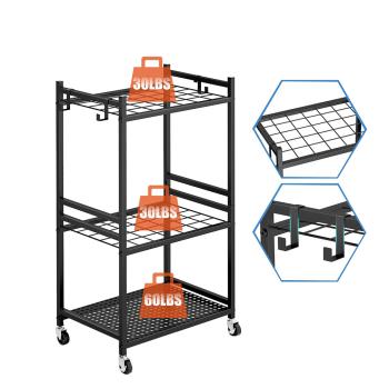 Muxing  Gartengeräte-Regal fahrbares Aufbewahrungsregal Regal Abstellregal Gartenregal Aufbewahrung für Pflanzzubehör Schwarz 43*30*79.5cm 【GJJ6855-HEI】